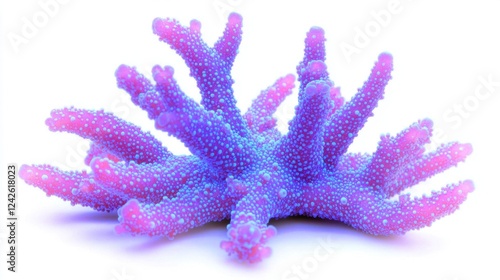 Pink and Purple Branching Coral Isolated on White Background