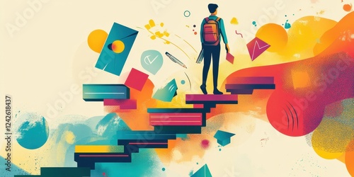 Student Ascending Colorful Steps Towards Success