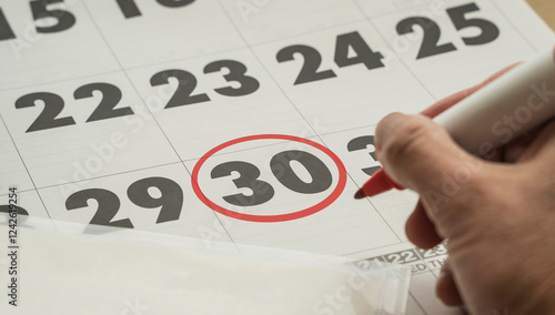 Tableau sur toile thirtieth day of the month marked with a red pen