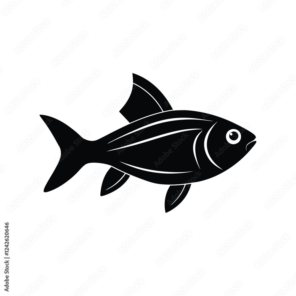 Neon Tetra Silhouette Vector Art and Black Neon Tetra Fish Design Neon Tetra Silhouette Vector Art and Black Neon Tetra Fish Design