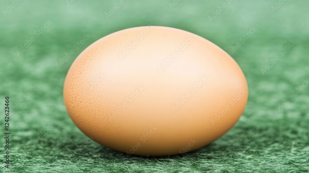 Single Brown Chicken Egg on Green Surface Single Brown Chicken Egg on Green Surface
