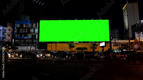 billboard at night in city, slow motion,  Stock Video