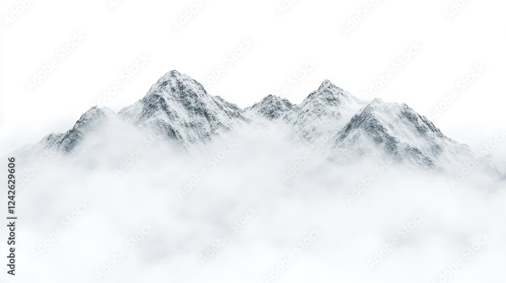 Snowcapped Peaks Emerging From Misty Cloudscape Snowcapped Peaks Emerging From Misty Cloudscape