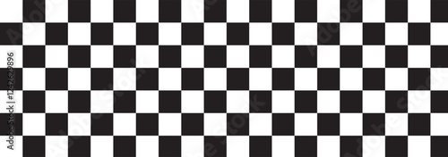Black and white chess pattern. Checkerboard seamless vector illustration. Abstract checkered checkerboard for game. Grid geometric rectangle shape. Race flag. Retro mosaic floor 