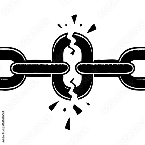 Breaking Chain Symbolizing Freedom and Strength