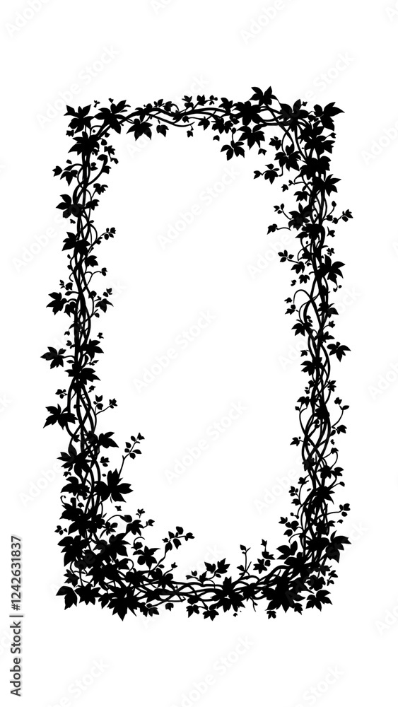 Fototapeta premium Vines silhouette border png transparent background