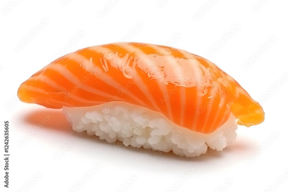 Fresh salmon sushi nigiri isolated on a white background Fresh salmon sushi nigiri isolated on a white background
