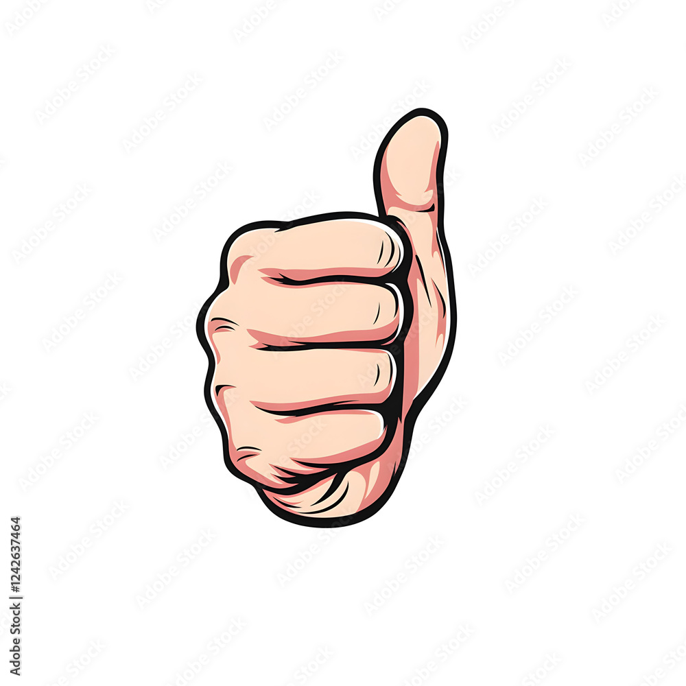 Hand Gesture of Approval with a Thumbs Up Symbol on White Background Hand Gesture of Approval with a Thumbs Up Symbol on White Background