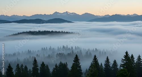 Wallpaper Mural Alpine Dreams in the Mist Generative AI Torontodigital.ca