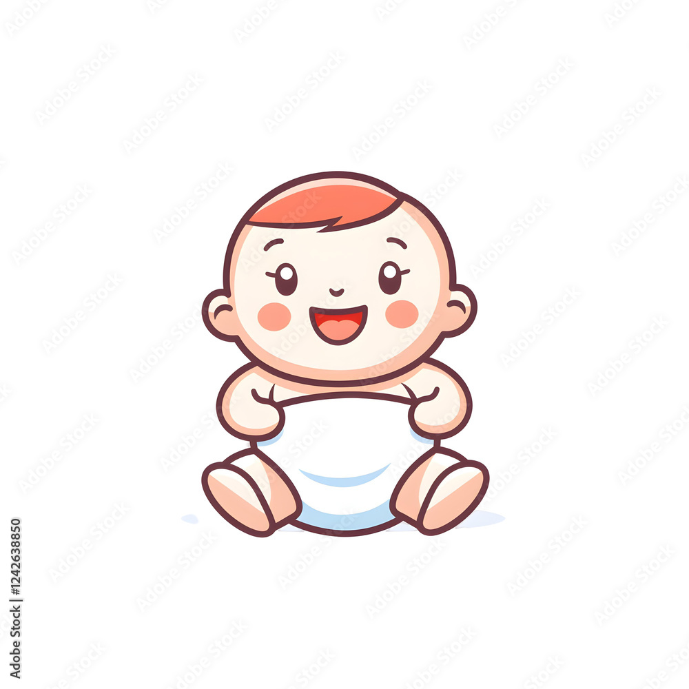 Joyful Baby Character with Cute Expression and Simple Design Joyful Baby Character with Cute Expression and Simple Design