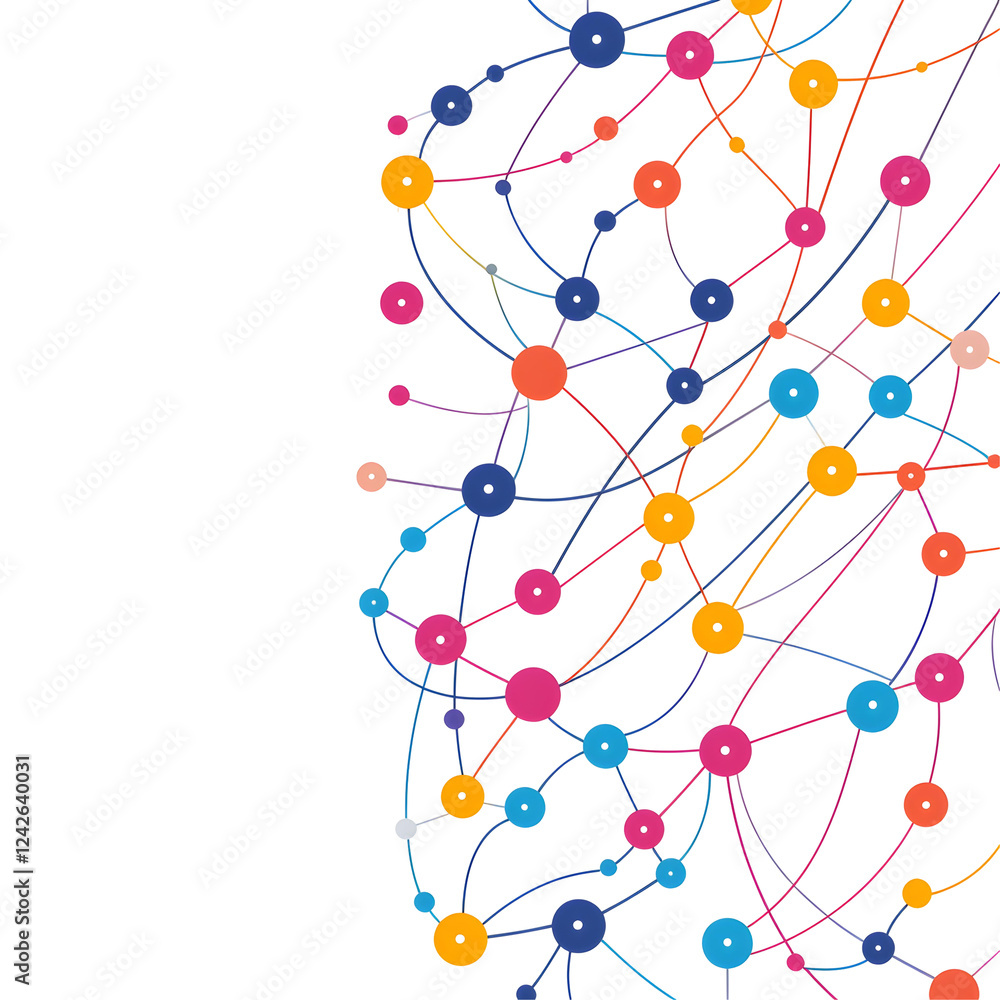 Colorful Abstract Connections with Dots and Lines in Interesting Patterns Colorful Abstract Connections with Dots and Lines in Interesting Patterns