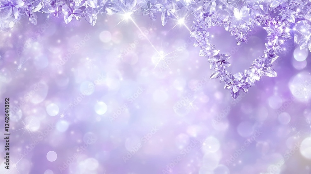 Sparkling Crystal Heart, Glimmering Bokeh Background Sparkling Crystal Heart, Glimmering Bokeh Background