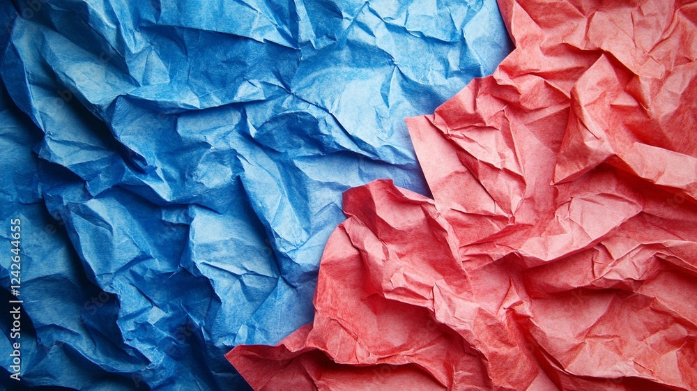 crumpled red and blue paper background crumpled red and blue paper background