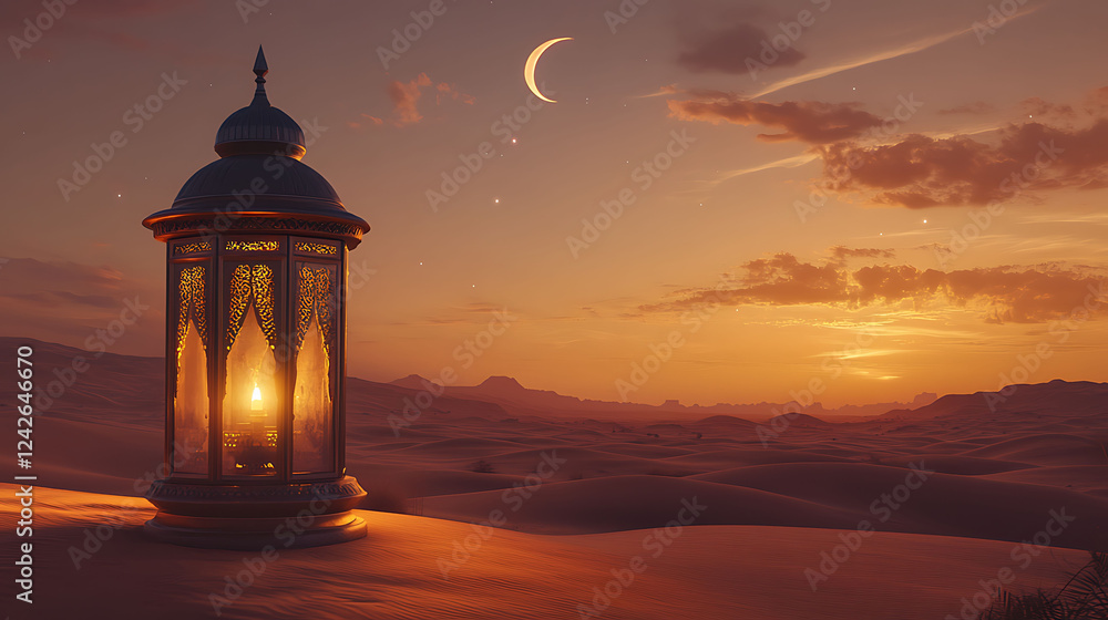 Ramadan Kareem Sunset with Arabic Lantern Ramadan Kareem Sunset with Arabic Lantern