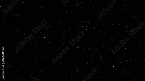 Star dust particles on black background. Starry night sky. Galaxy space background. Glowing stars in space. Night sky with plenty stars. Christmas, New Year and all celebration backgrounds concepts.