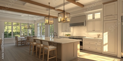 Wallpaper Mural Modern Kitchen Design With Island and Sunlit Dining Area Torontodigital.ca