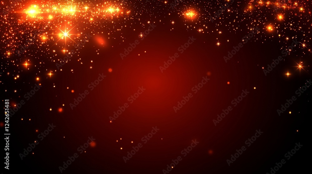 Fototapeta premium Sparkling Red Festive Background with Glowing Lights