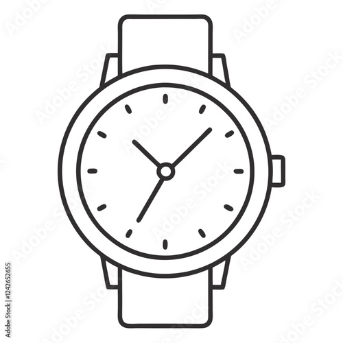 Simple Line Art Illustration of a Wristwatch