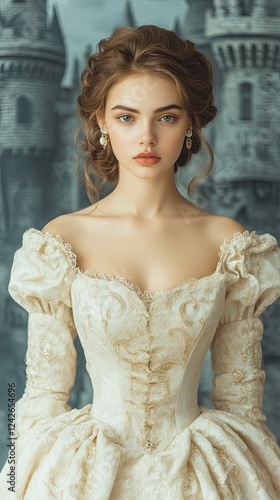 Royalty-Inspired Fashion Elegant Renaissance Inspired Fashion Model Portrait