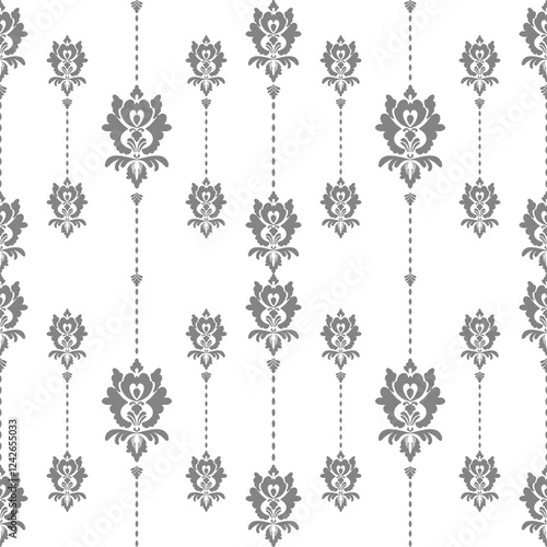 Hand drawing Damask victorion Vintage Seamless textile pattern with decorative flowers photo