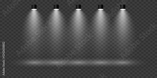 White light spotlights, stage light. Vector illustrator