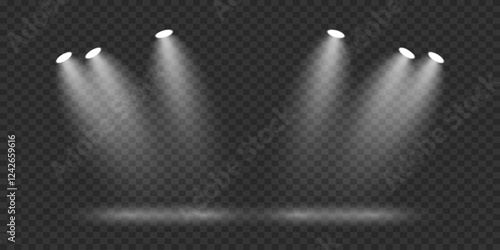 White light spotlights, stage light. Vector illustrator