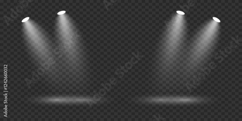 White light spotlights, stage light. Vector illustrator