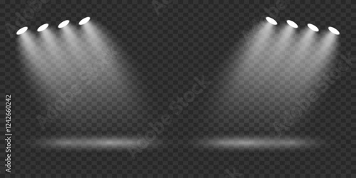 White light spotlights, stage light. Vector illustrator