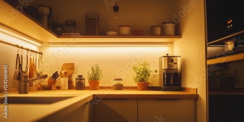 Wallpaper Mural Modern Kitchenette Warm Lighting Evening Ambiance Torontodigital.ca