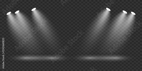 White light spotlights, stage light. Vector illustrator