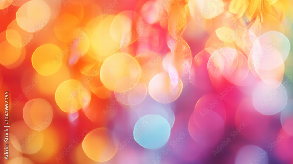 Fototapeta premium Vibrant bokeh background with soft colors creating dreamy atmosphere. blend of warm and cool tones evokes sense of joy and creativity, perfect for artistic projects