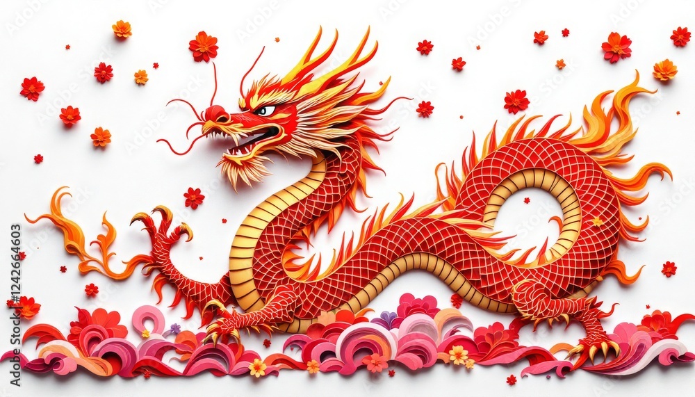 Stunning Red Dragon Paper Art Chinese New Year Decoration Stunning Red Dragon Paper Art Chinese New Year Decoration