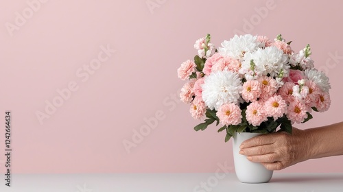 Wallpaper Mural Woman arranging pink and white flowers in pot Torontodigital.ca