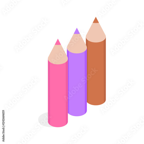 Grab this amazing icon of pencil colors, drawing tools, stationery equipment