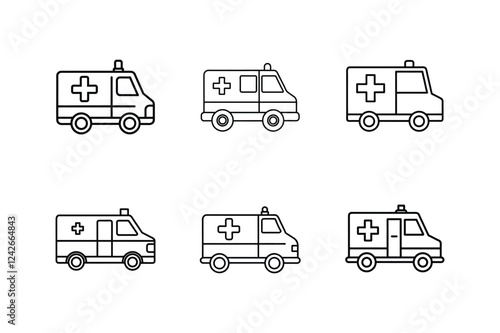 ambulance icon line art vector illustration