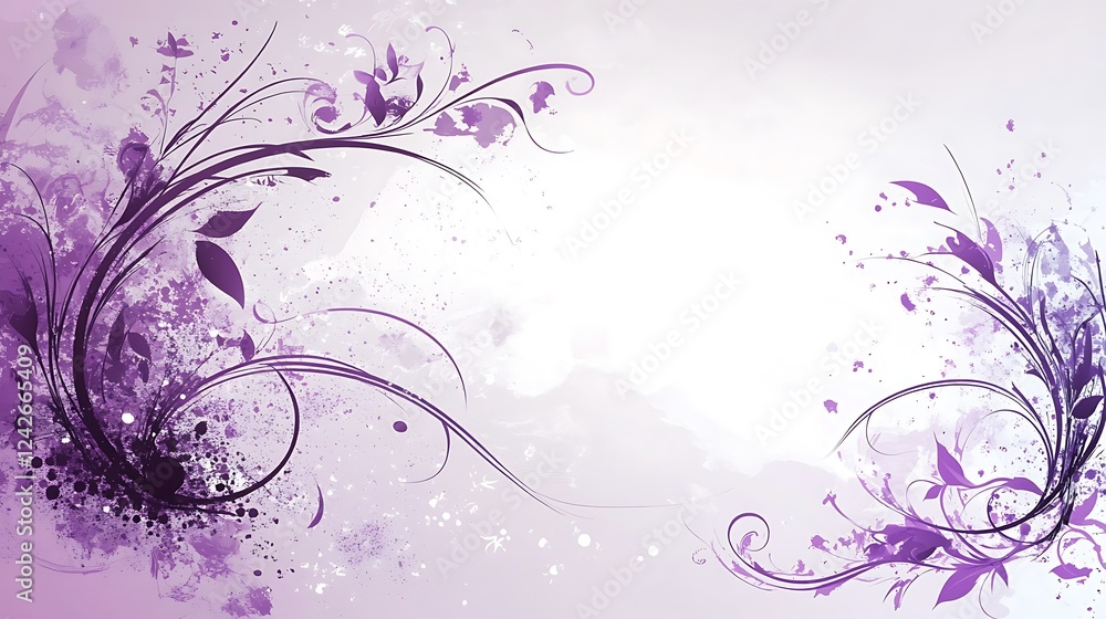 Purple floral design, pastel background, invitation Purple floral design, pastel background, invitation