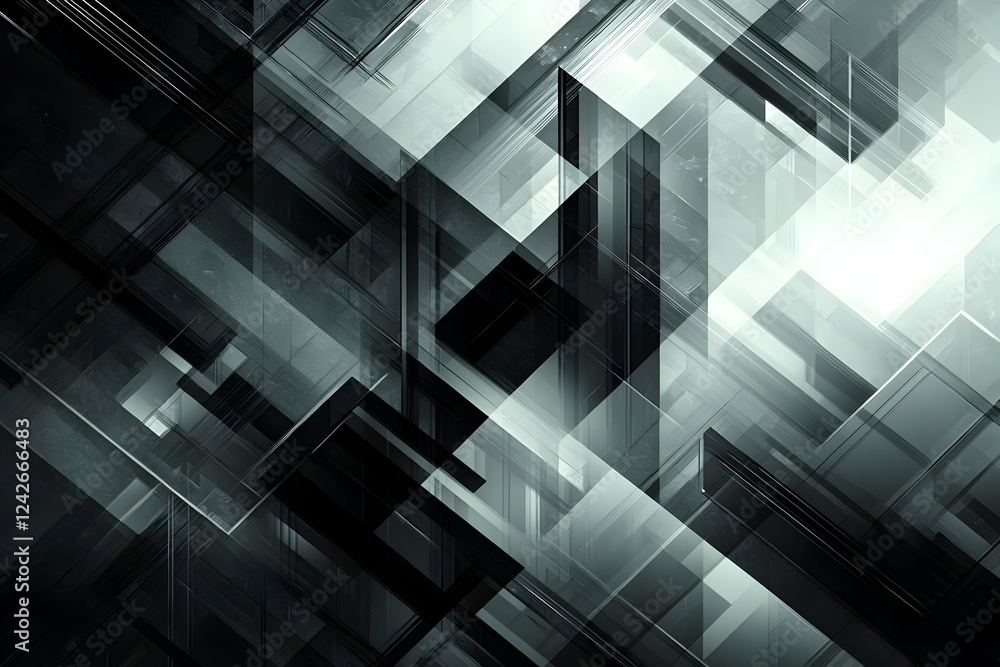 Abstract Grey Geometric Shapes Intersect Dynamically Abstract Grey Geometric Shapes Intersect Dynamically