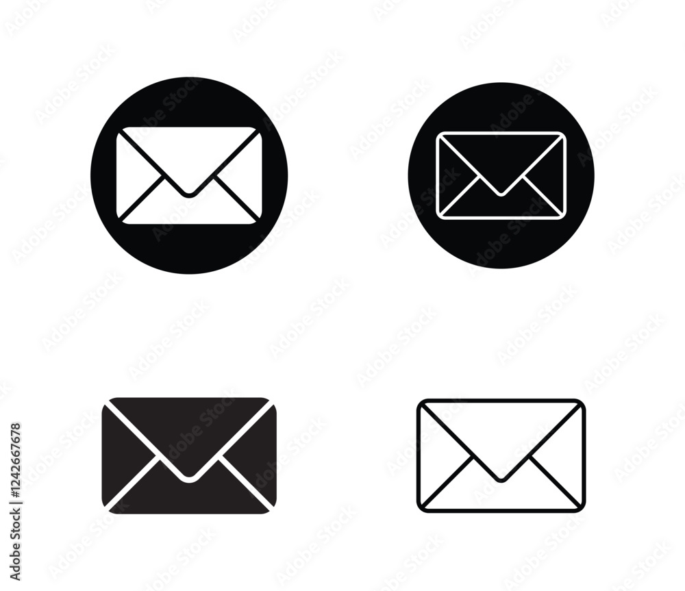 Email Envelope Icon with Notification Badge for Digital Communication , Email Envelope Icon with Notification Badge for Digital Communication ,