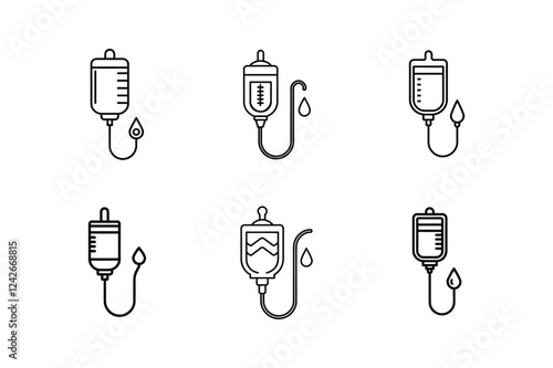 iv drip icon line art vector illustration