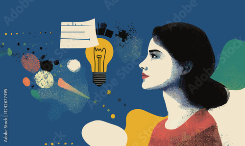 Gender Bias in Science: Conceptual Vector Illustrating Women's Struggles and Innovations