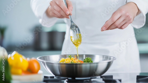 Chef Stir-frying Vegetables...