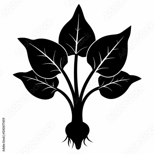 Simple Taro Shoots Silhouette Vector Graphic Design