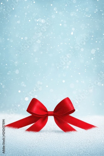 Wallpaper Mural Red Bow on Snowy Background in Winter Season Torontodigital.ca