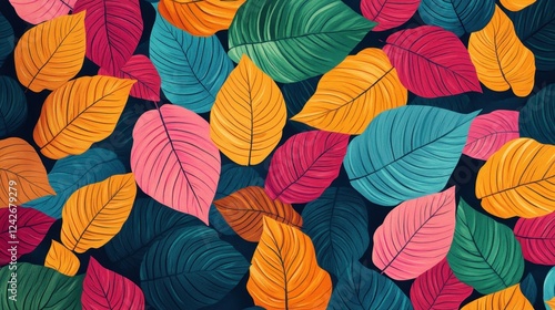 Wallpaper Mural Vibrant Tropical Leaf Pattern. Torontodigital.ca