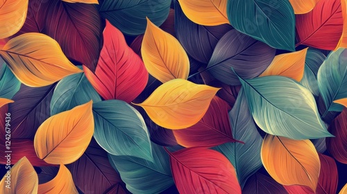 Wallpaper Mural Vibrant Autumn Leaves Seamless Pattern Torontodigital.ca