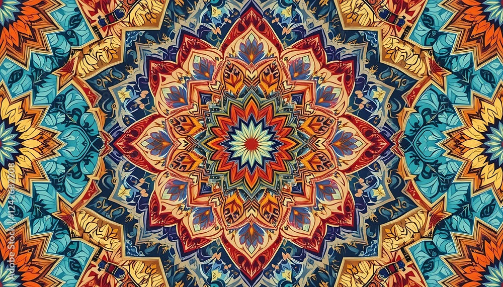 Vibrant Mandala Design Featuring Intricate Floral Patterns Vibrant Mandala Design Featuring Intricate Floral Patterns