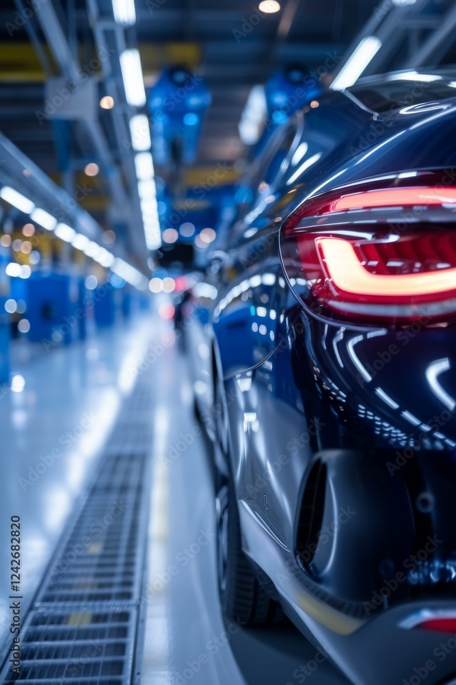 Car manufacturing factory. Automobile production line. Cars on assembly line. Highlighting light details and glossy paint. Car manufacturing factory. Automobile production line. Cars on assembly line. Highlighting light details and glossy paint.