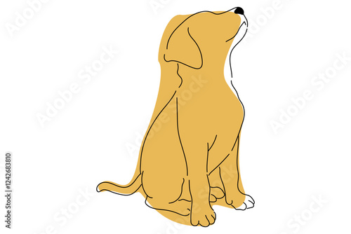 犬　線画　イラストレーション　シンプル　単色