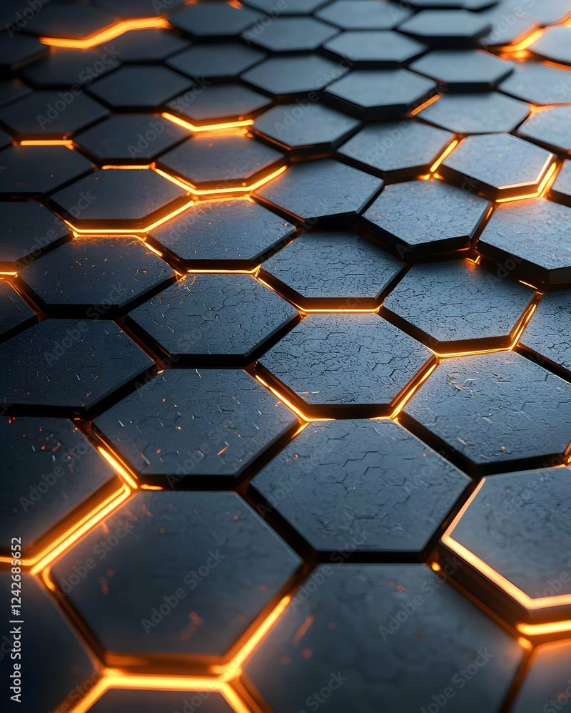 Glowing Hexagon Pattern: Abstract Design Glowing Hexagon Pattern: Abstract Design
