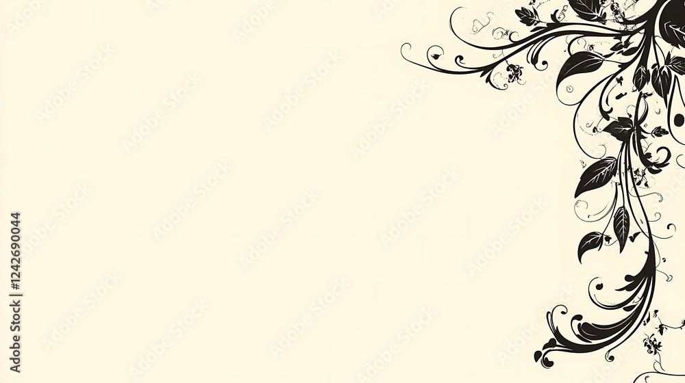 Floral corner design, cream background Floral corner design, cream background